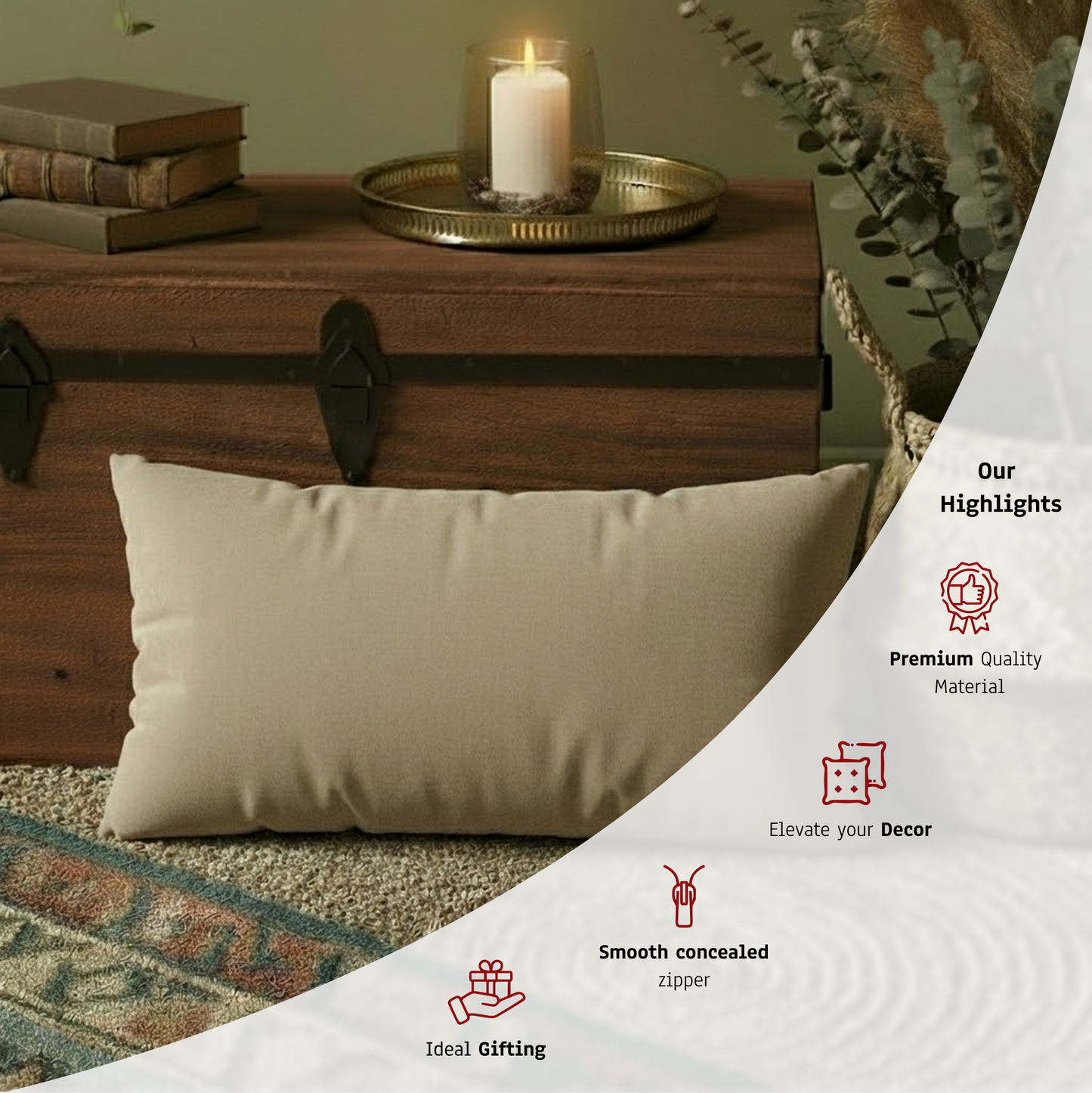 12X20 Inches Beige Velvet