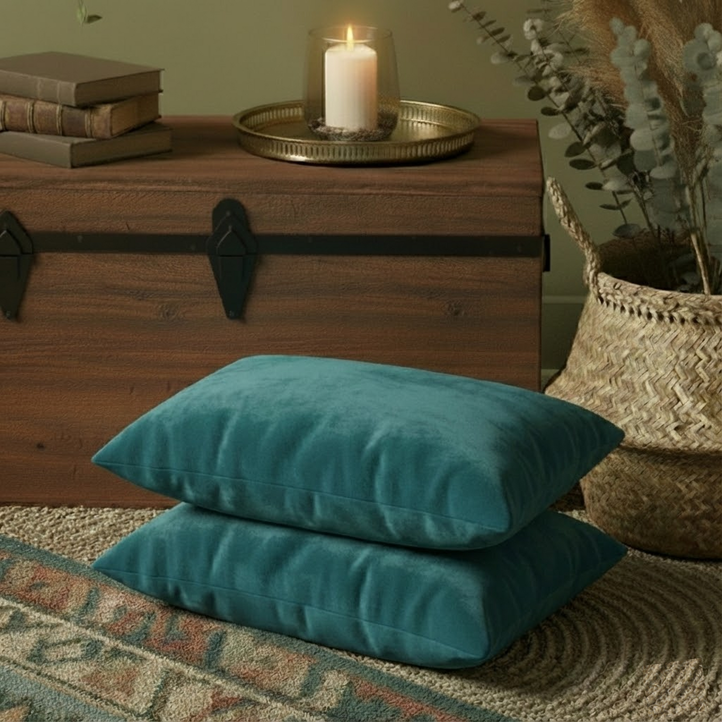 12X20 Inches Teal Velvet