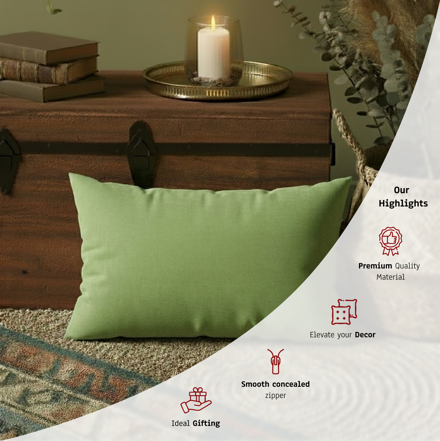 12X20 Inches Green Velvet